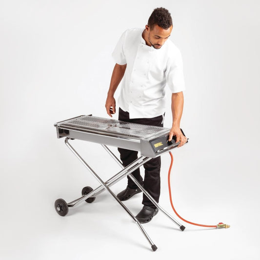 Hire Buffalo Folding Propane Gas Barbecue 6.9kW. Cooking area: 870x290mm – Barbecues Rental